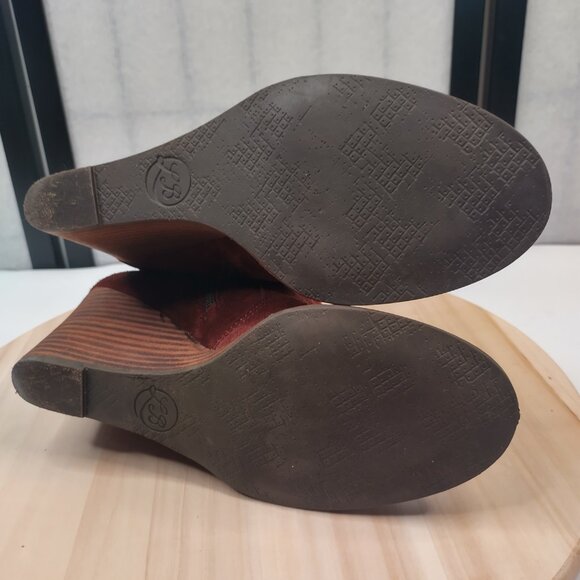 Lucky Brand Yahir Suede Wedge Raisin Burgandy Ankle Booties Women US 9M / 40 - Picture 11 of 13